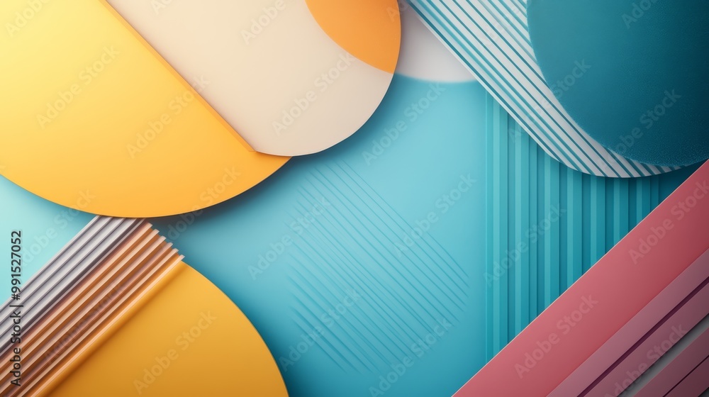 Poster vibrant abstract background featuring colorful geometric shapes and lines, ideal for modern design p