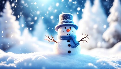 Snowman’s Carrot Nose with a snowy backdrop and twinkling lights. Made with Generative AI Technology