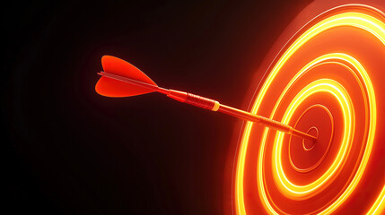 dart on the target on the dark background, scientifc background, business marketing strategy background
