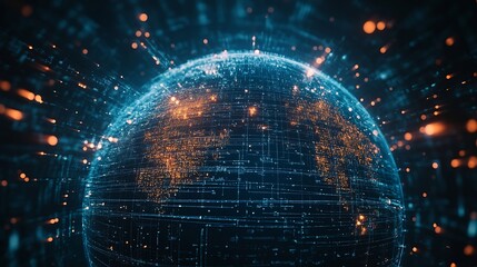 Global business network digital technology data exchange concept Business Intelligence and cloud computing digital marketing data processing and blockchain technology management : Generative AI