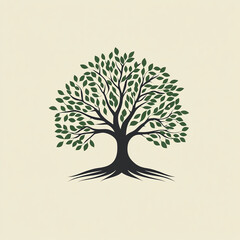 Elegant Green Tree Silhouette Illustration Showcasing Nature's Growth and Biodiversity