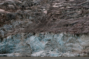 Spectacular glacier near the cliffs of Alkefjellet, Svalbard Islands