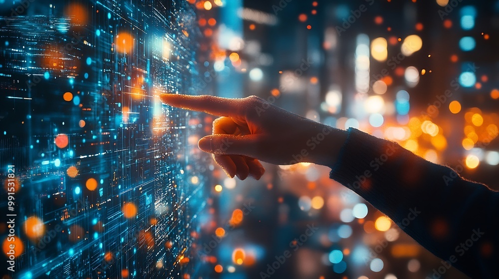 Aufkleber Digital technology Business network connection Teamwork Deal Partnership and data exchange Investment analysis planning and  strategy Businessman working with digital device on smart c : Generative AI