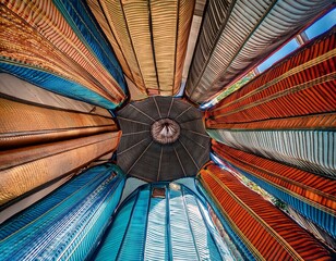 Honoring diversity with creative patterns in warm and cool colors, symbolizing cooperation and collaboration, visual perspective