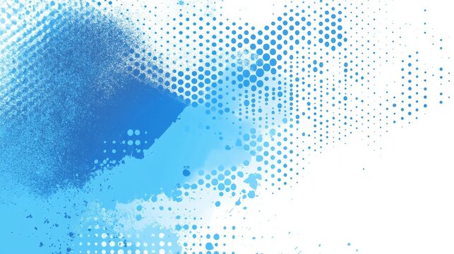 Abstract blue vector background with halftone dots and grunge brush strokes, in a blue color scheme on a white background. Vector illustration,