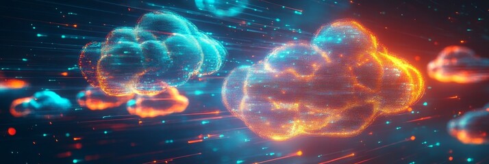 Obraz premium Transitioning data from server blocks to digital flow