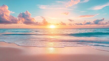 Obraz premium Sea sand sky concept sunset colors clouds horizon horizontal background banner Inspirational nature landscape beautiful colors wonderful scenery of tropical beach Beach sunset summer v : Generative AI