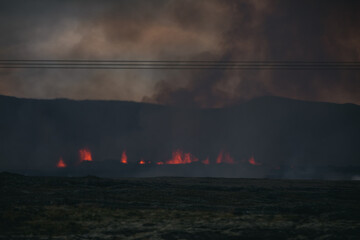 Lava spewing up from an Icelandic Volcano