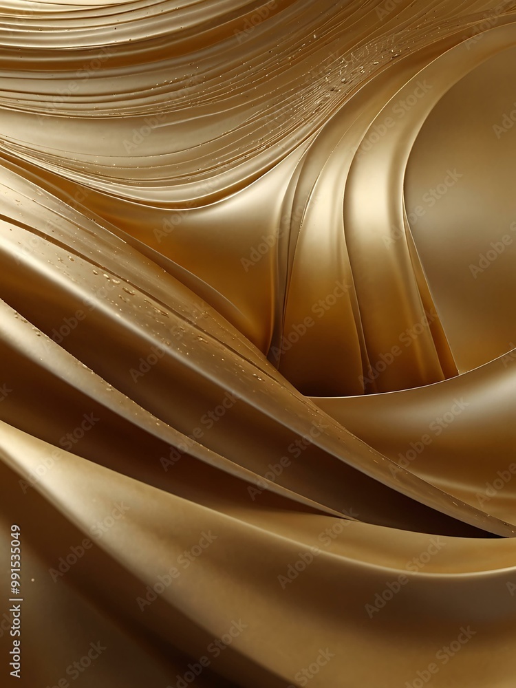 Poster abstract background with golden waves and smooth curves.
