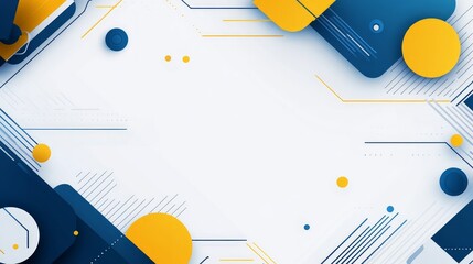 Obraz premium Abstract flat geometric background vector presentation design with blue and yellow shapes on a white background.