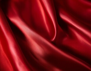 Obraz premium Luxury red satin smooth fabric background for celebration, ceremony, event invitation card or advertising poster