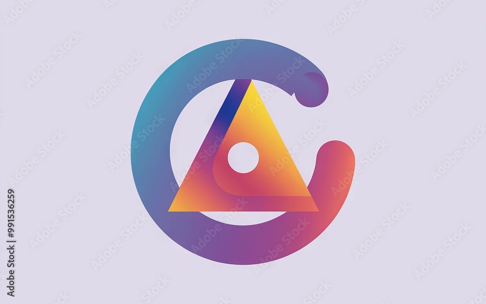 Poster circle triangle logo design. colorful abstract logo design with a circle encasing a triangle. repres