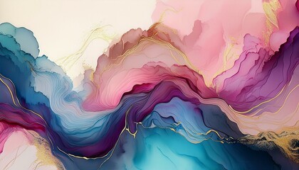 Marble ink abstract art from exquisite original painting for abstract background . Painting was painted on high quality paper texture to create smooth marble background pattern of ombre alcohol ink .