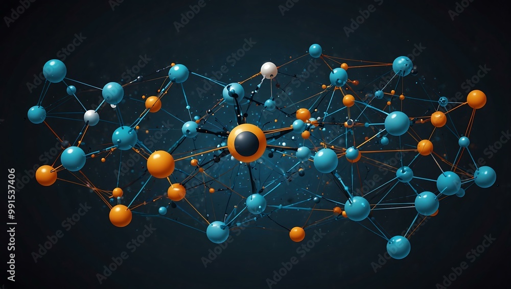 Poster abstract design of interconnected molecules for a modern network.