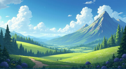 landscape with mountains and sky