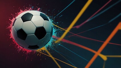 Abstract illustration of a soccer ball hitting the goal.