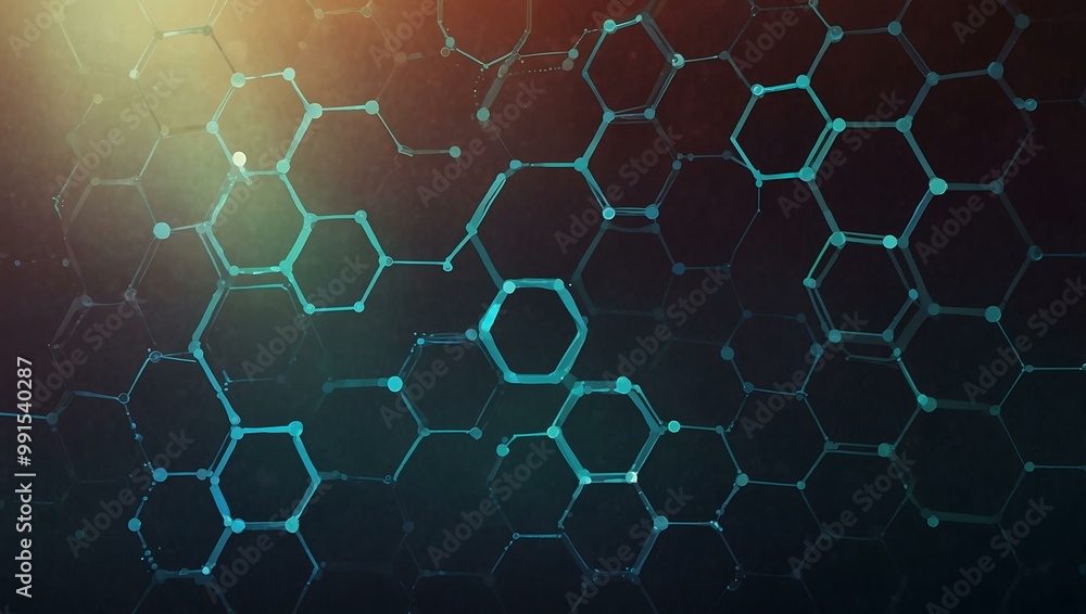 Poster abstract medical technology background with hexagon patterns.