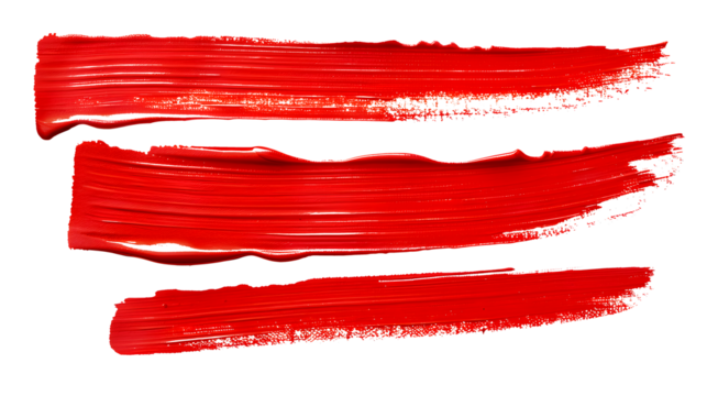 Set of red marker paint texture. Stroke isolated on white background