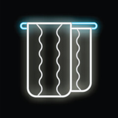 Neon sign of two credit cards hanging on a hanger representing online shopping, secure payment, and e commerce