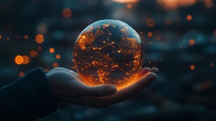 Businessman holding global network connection on social networking and customer data analytics Business strategy and smart intelligence digital marketing Technology and global business : Generative AI