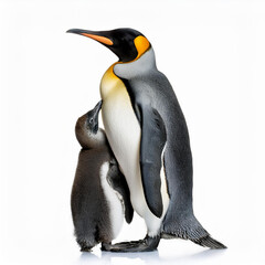 Fototapeta premium manchot, amour, tendresse, parent, protecteur, oiseau, animal, antarctique, faune, nature, froid, roi, empereur, glace, neige, frigide, animal, blanc, îles malouines, hiver, arctique, jardin zoologiq