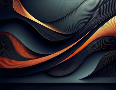 Sleek angular dark color transitions. Smooth curves, figures, and line art. Conceptual minimalist flat display. Creative corporate liquid presentation event background