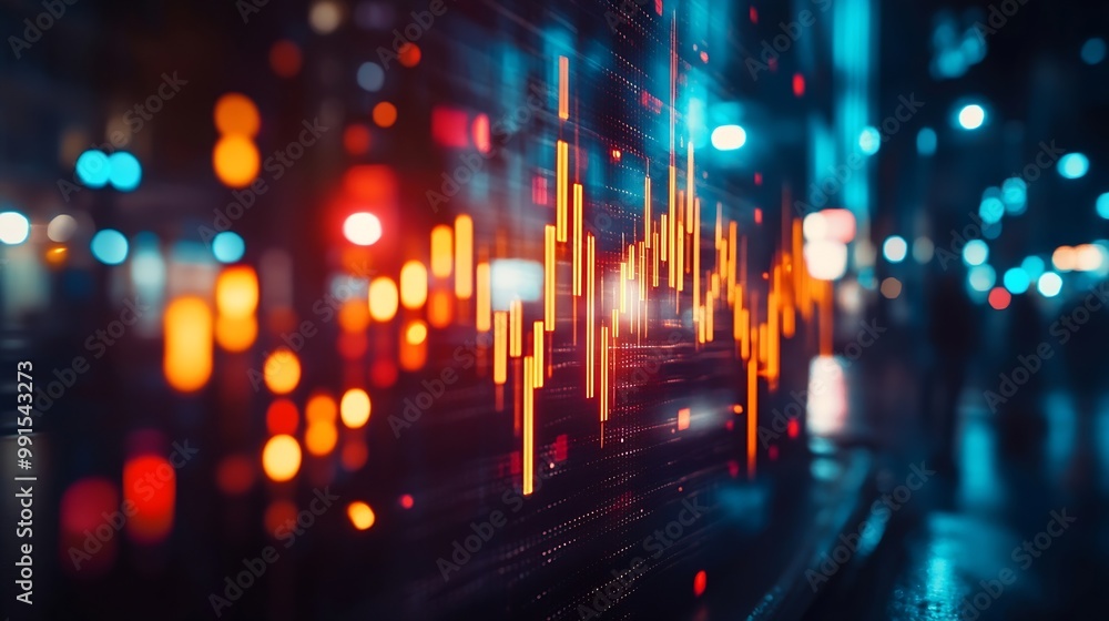 Poster stock market or forex trading graph and candlestick chart suitable for financial investment concept 
