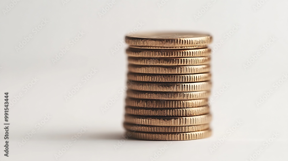 Aufkleber coin stacks on a white background : generative ai