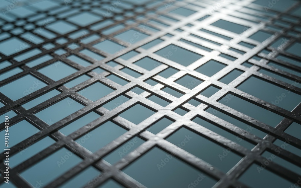 Poster metal grid pattern. abstract metal grid pattern, with rectangular shapes and a textured surface.