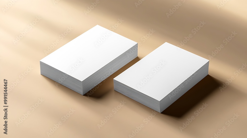 Aufkleber Mockup of two horizontal business cards with soft shadows Blank business cards Template for branding identity Photo mockup with clipping path : Generative AI