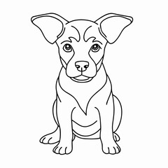 Obraz premium Vector illustration of a cute puppy sitting with a playful expression in a minimalist style