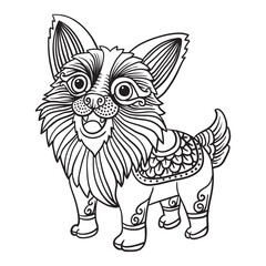 little wolf ornament illustration with lines and colors vector illustration
