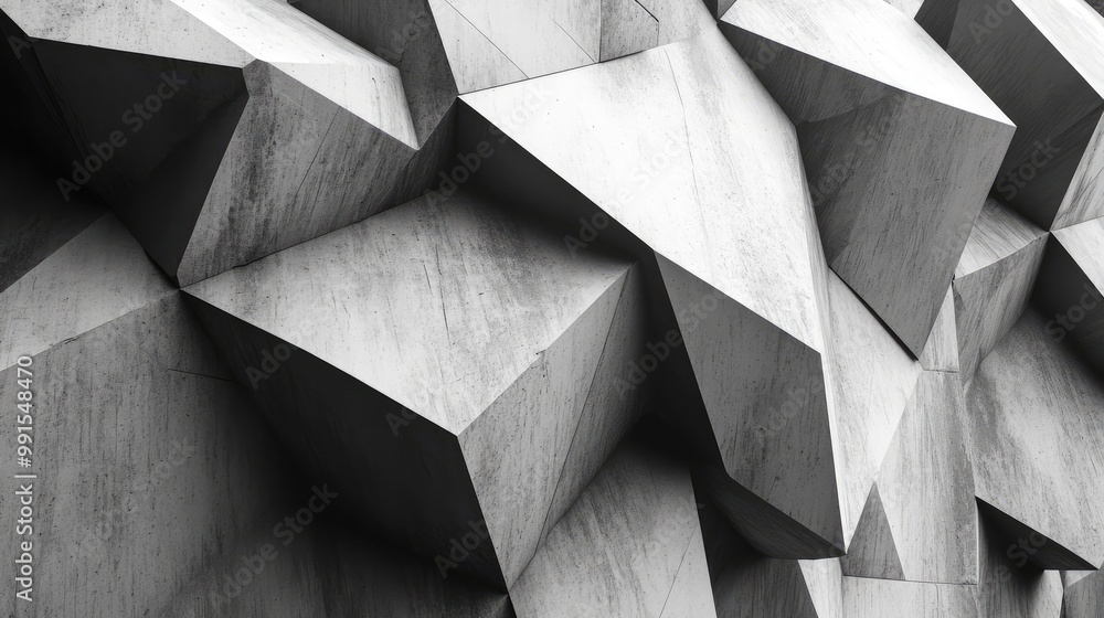 Poster interlocking polygonal structures in a monochromatic palette