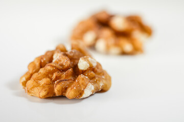 Isolated Walnut on white background and text space
