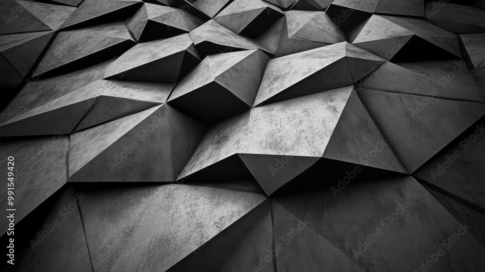Aufkleber interlocking polygonal structures in a monochromatic palette