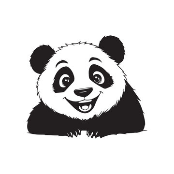 recommend clip art: Cute cartoon Panda clip art, vector illustration black and white