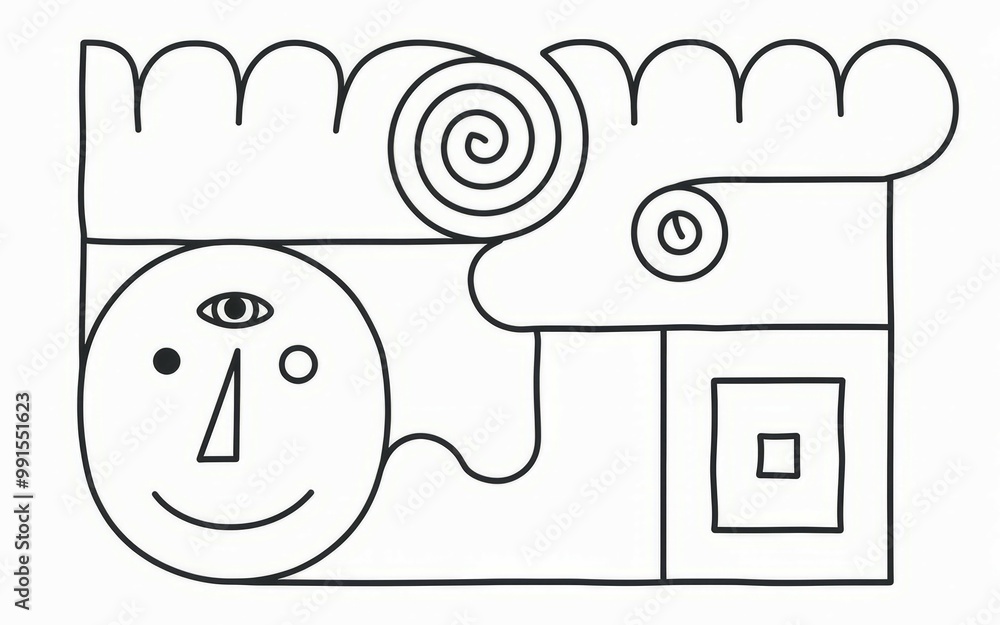 Poster abstract face design. abstract illustration of a face with a third eye, symbolizing inner vision and