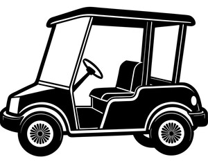 silhouette of a golf cart vector. side view sports car transportation illustration black 