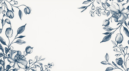 Delicate floral border with hand-drawn botanical illustration elements
