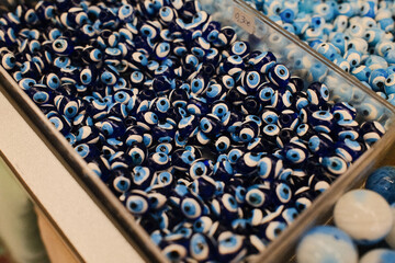 close up of third eye beads