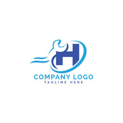 Letter H with construction and Repair logo template, Initial H logo design