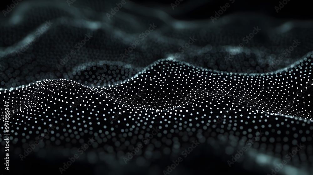 Aufkleber abstract wavy pattern of white dots and lines on black background