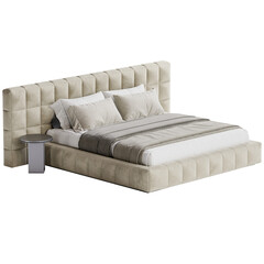 Modern Elegance: Bed for Stylish Bedroom transparent png white background bedroom furniture architectural visualization interior no shadow 3d contemporary 