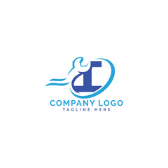 Letter I with construction and Repair logo template, Initial I logo design