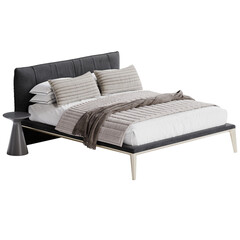 Fototapeta premium Modern Elegance: Bed for Stylish Bedroom transparent png white background bedroom furniture architectural visualization interior no shadow 3d contemporary 