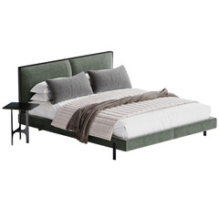 Modern Elegance: Bed for Stylish Bedroom transparent png white background bedroom furniture architectural visualization interior no shadow 3d contemporary 
