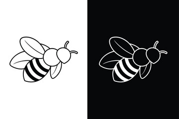 Bee line out illustration  Icon on White Vector Backgrounds.