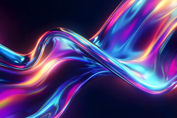 texture of liquid blue-orange gradient glass on a dark background. holographic colors. abstract wavy 3d background