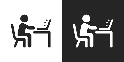 Workstation desk work sign black and white icon vector design