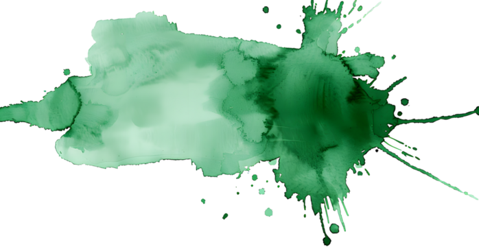 Blot of green watercolor isolated on transparent background